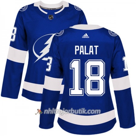 Dame Ishockey Tampa Bay Lightning Tröja Ondrej Palat 18 Adidas 2017-2018 Blå Authentic